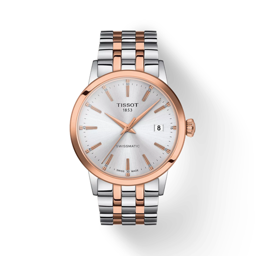 Vue de face de la montre Tissot Classic Dream Swissmatic avec ombre