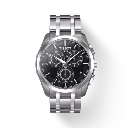 Front view of the watch Tissot Couturier Chronograph with shadow