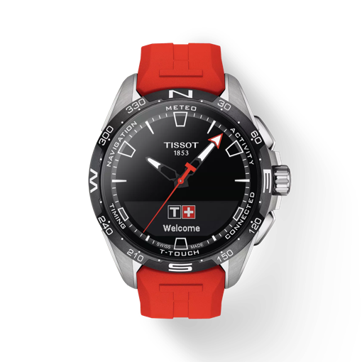 Front view of the watch Tissot T-Touch Connect Solar with shadow