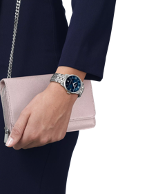 Simulation of the watch Tissot Chemin des Tourelles Powermatic 80 34 mm on a wrist