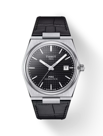 Vorderansicht der Uhr Tissot PRX Powermatic 80 40mm mit Schatten