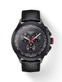 Front view of the watch Tissot T-Race Cycling Vuelta 2022 Special Edition with shadow