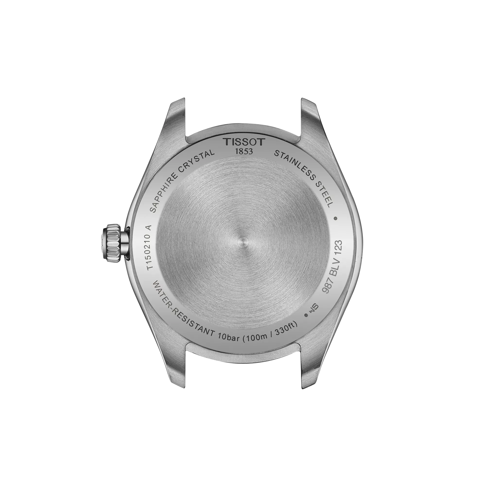 Vue arrière du boîtier de la montre Tissot PR 100 34mm