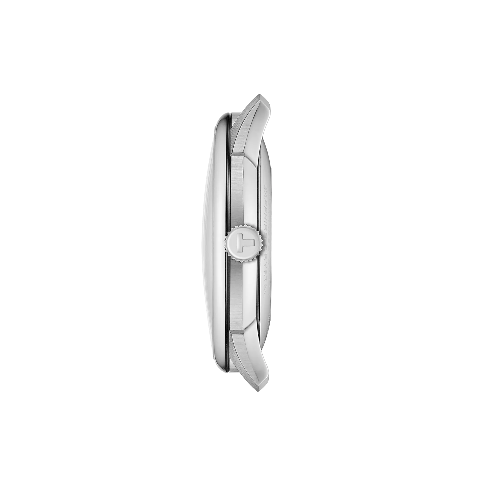 Profile view of the watch case Tissot Chemin Des Tourelles Powermatic 80 42 mm