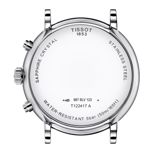 Rückansicht des Gehäuses der Uhr Tissot Carson Premium Chronograph