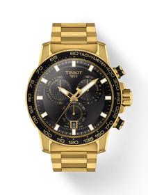Front view of the watch Tissot Supersport Chrono with shadow