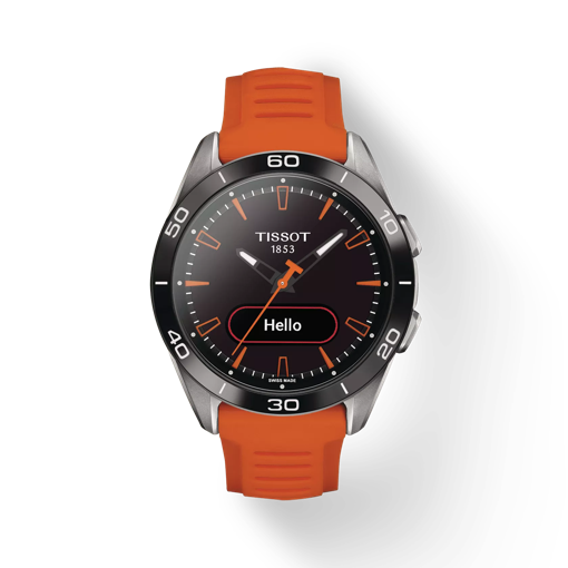 Front view of the watch Tissot T-Touch Connect Sport with shadow
