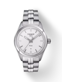 Front view of the watch Tissot PR 100 Lady with shadow