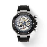 Front view of the watch Tissot T-Race MotoGP Automatic Chronograph (2025) with shadow