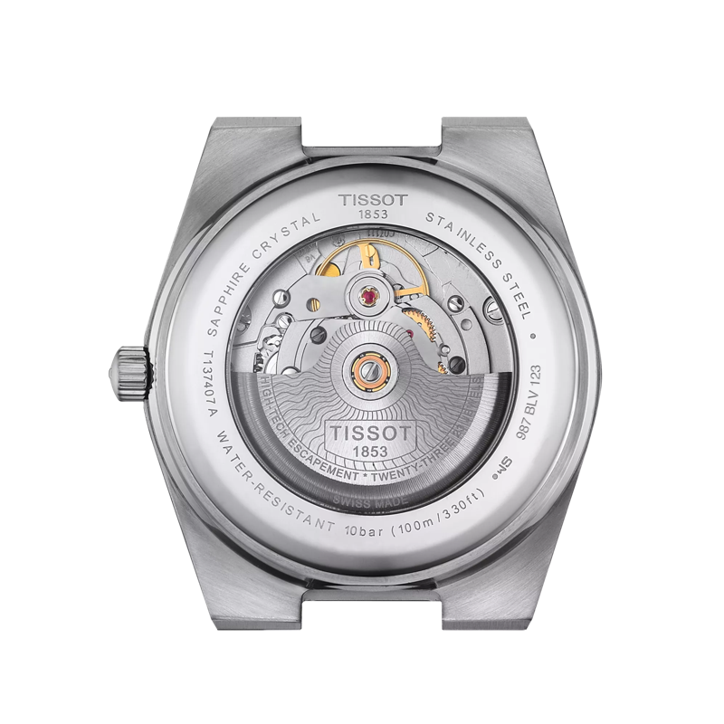Back view of the watch case Tissot PRX 系列自動款