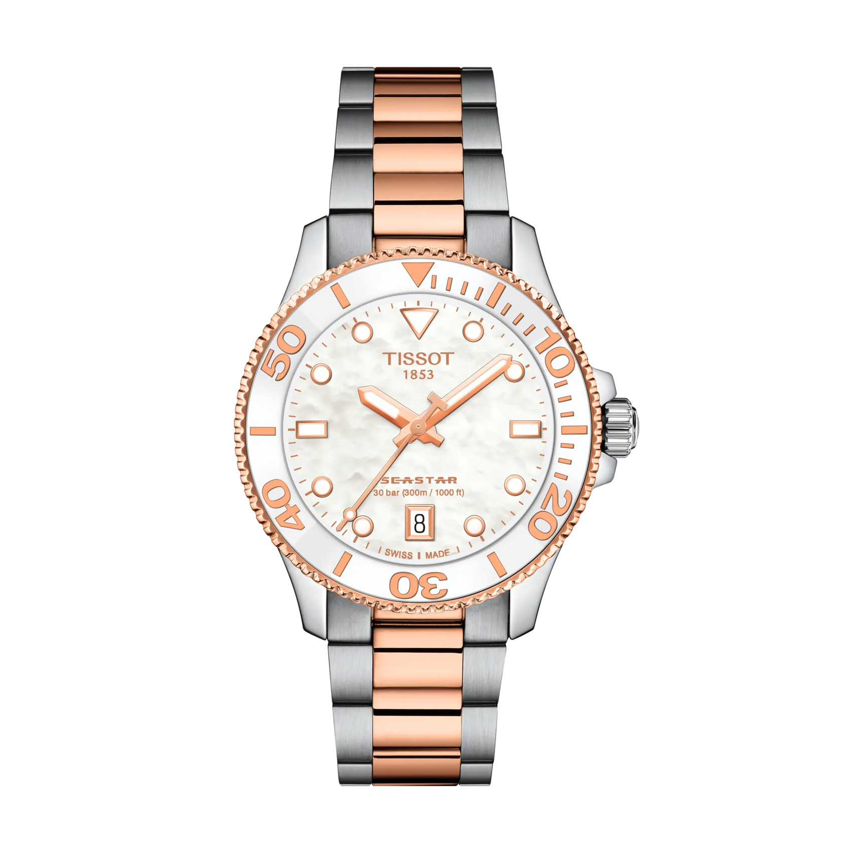 Front view of the watch Tissot Seastar 1000 Quartz 36mm