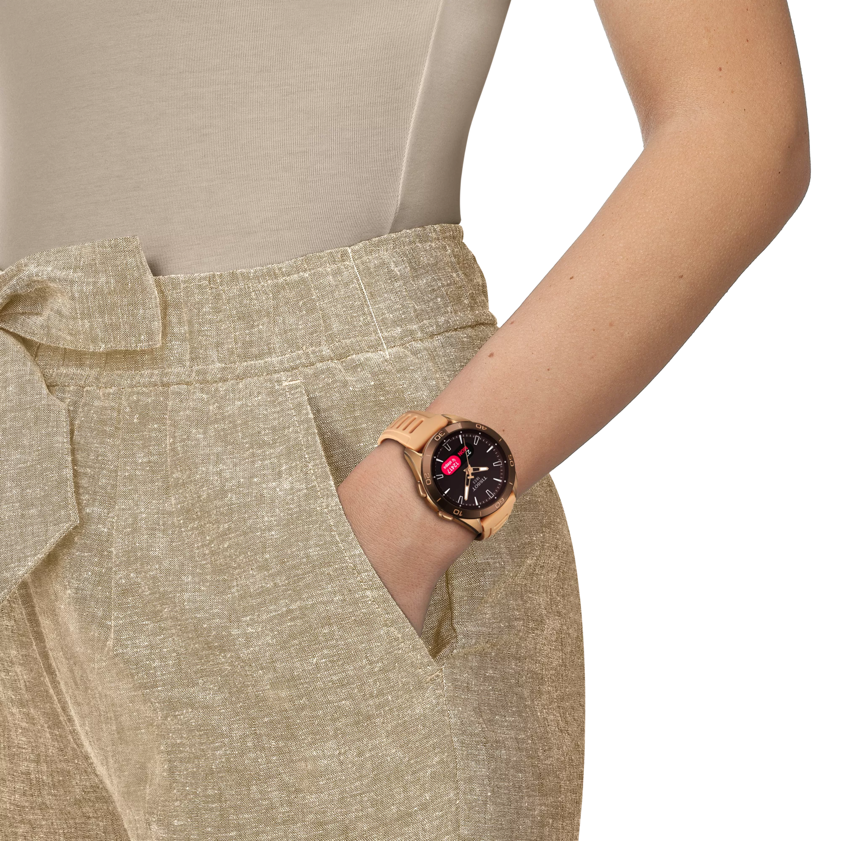 Simulation of the watch Tissot T-Touch Connect Sport on a wrist