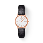 Front view of the watch Tissot Goldrun Lady 18K Gold with shadow