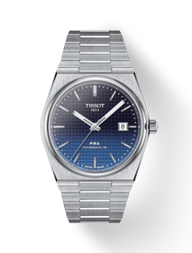 Front view of the watch Tissot PRX Powermatic 80 Gradient 40mm with shadow
