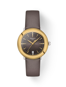 Front view of the watch Tissot Glendora 18K Gold bezel with shadow