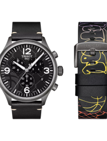 Front view of the watch Tissot Chrono XL 3x3 Street Basketball with additional bracelet