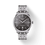 Front view of the watch Tissot Chemin des Tourelles Powermatic 80 39 mm with shadow