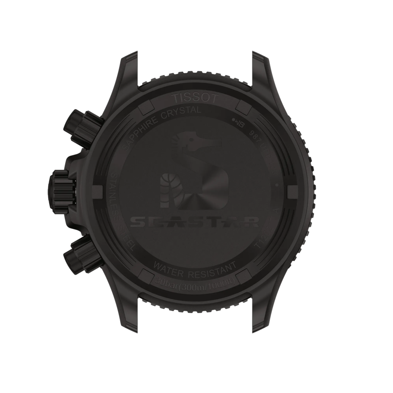 Back view of the watch case Tissot Seastar 1000 Quartz Chronograph 38mm