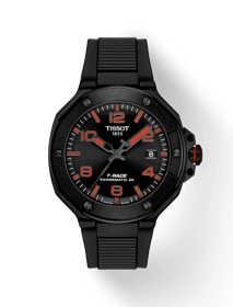 Vorderansicht der Uhr Tissot T-Race Powermatic 80 mit Schatten