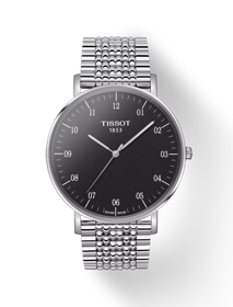 Front view of the watch Tissot Everytime 42mm with shadow