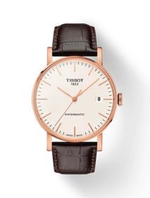 Front view of the watch Tissot Everytime Swissmatic 40mm with shadow