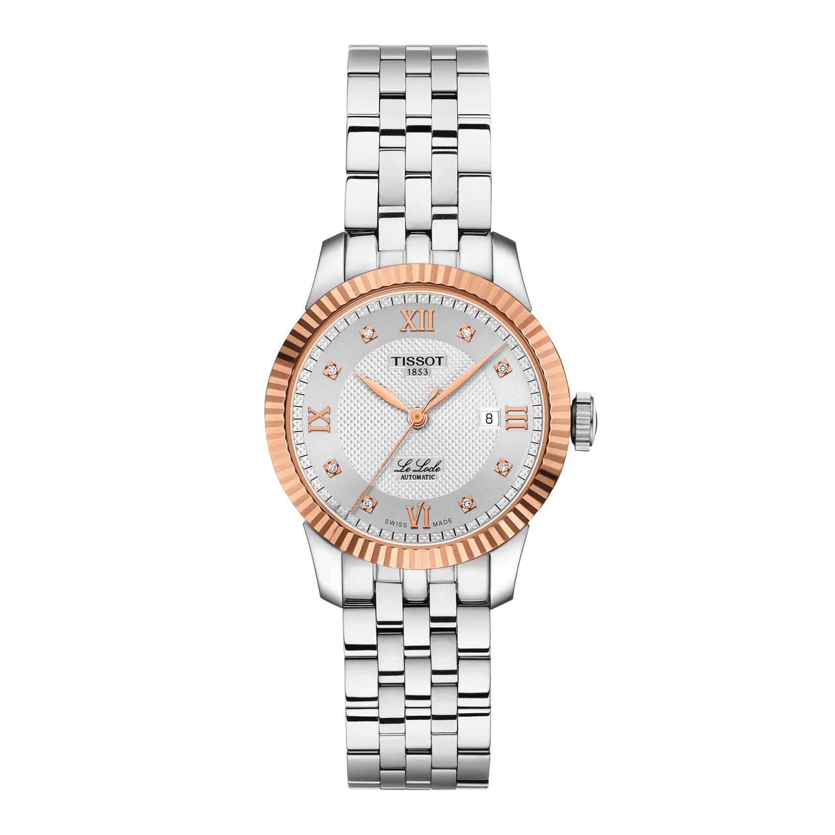 Front view of the watch Tissot Le Locle 29mm 18k Gold Bezel