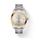 Front view of the watch Tissot Gentleman Powermatic 80 Silicium Solid 18K Gold Bezel with shadow