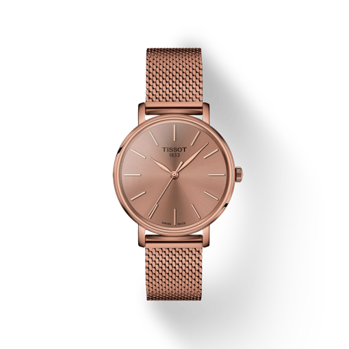 Front view of the watch Tissot Everytime 34mm with shadow
