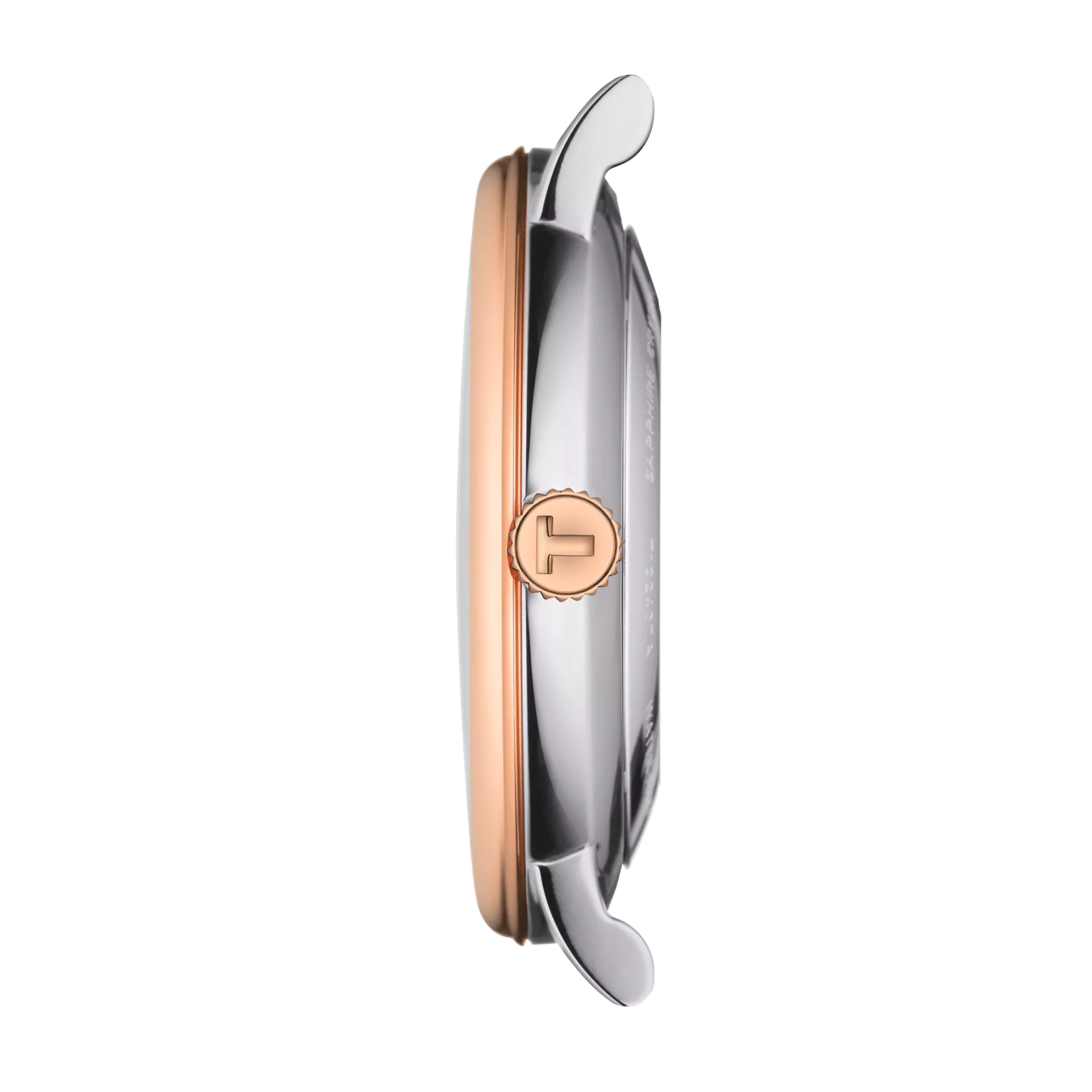 Profile view of the watch case Tissot Carson Premium Powermatic 80