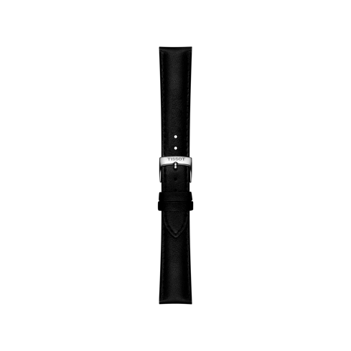 Vista frontale di Tissot cinturino ufficiale vegano sintetico nero con anse da 18 mm