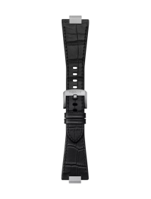 Vorderansicht von Original Tissot Lederarmband schwarz für PRX-Modelle mit 40 mm Durchmesser