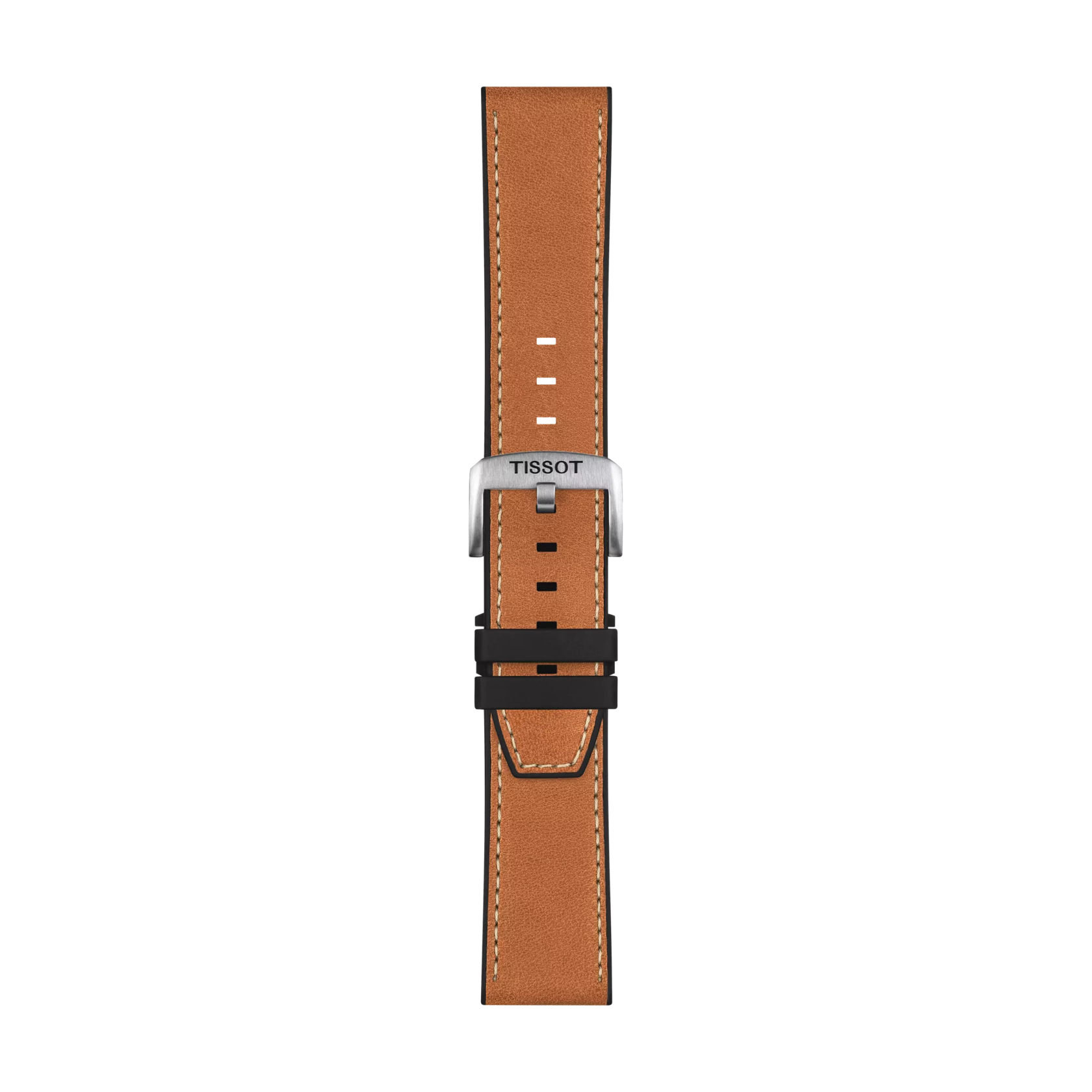 Front view of Tissot Official Brown Leather Strap Lugs 23 mm