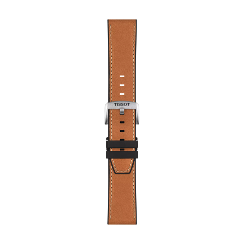 Front view of Tissot Official Brown Leather Strap Lugs 23 mm