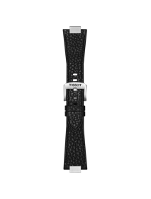 Front view of Tissot Official Black PRX 35mm Leather Strap