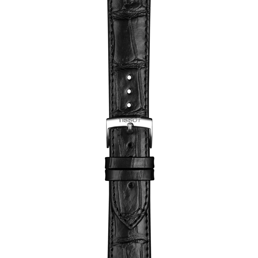 Zoom on Tissot Official Black Leather Strap Lugs 20 mm