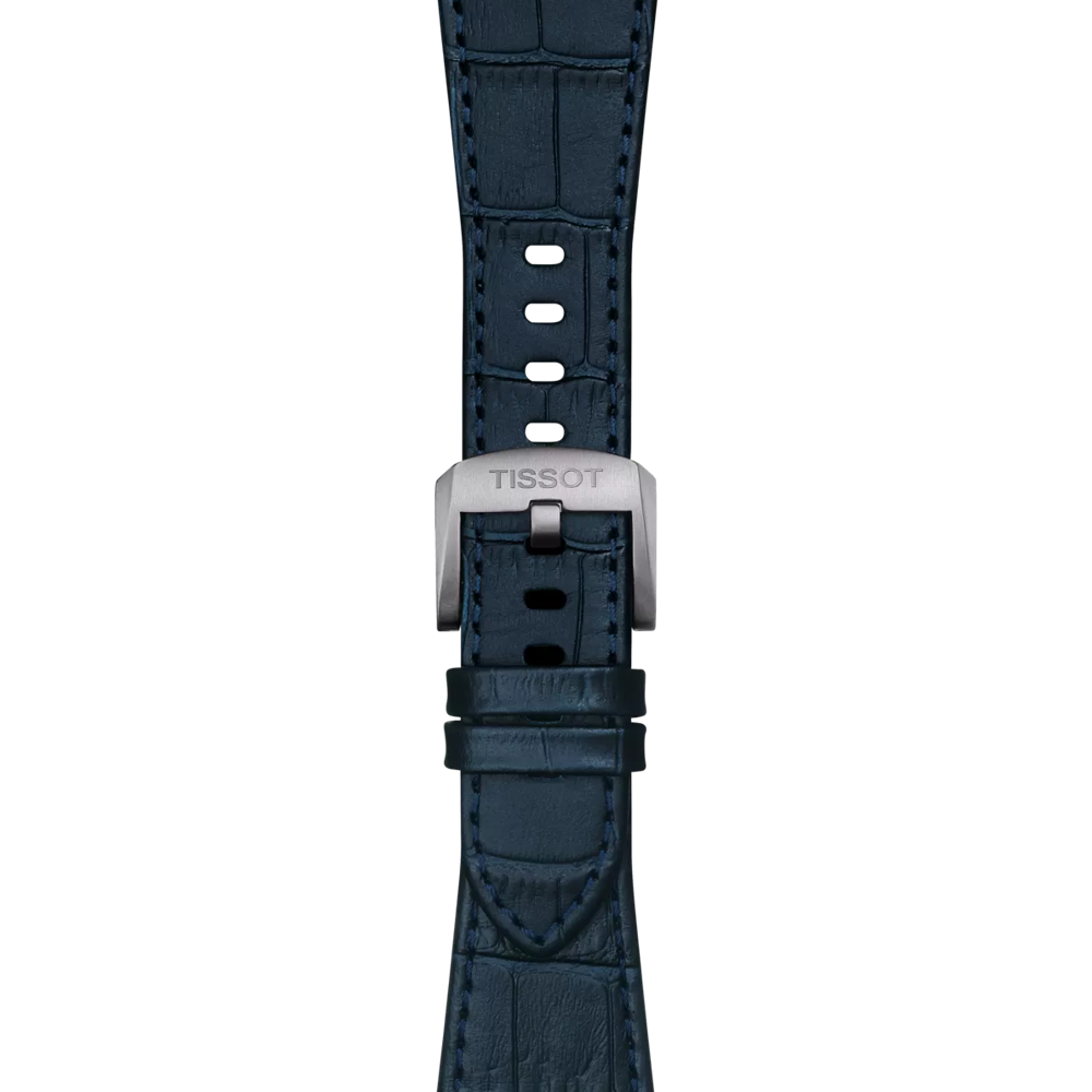 Zoom auf Original Tissot Lederarmband dunkelblau für PRX-Modelle mit 40 mm Durchmesser