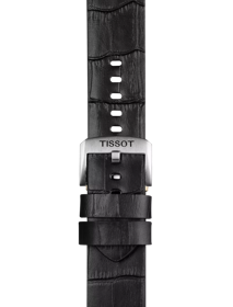 Zoom auf Original Tissot Lederarmband schwarz Bandanstoß 22 mm