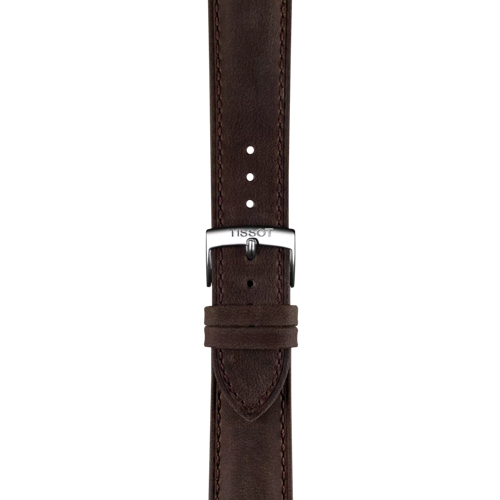 Zoom auf Original Tissot Lederarmband braun Bandanstoß 20 mm