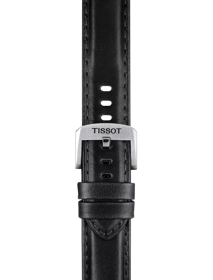 Zoom auf Original Tissot Lederarmband schwarz Bandanstoß 20 mm